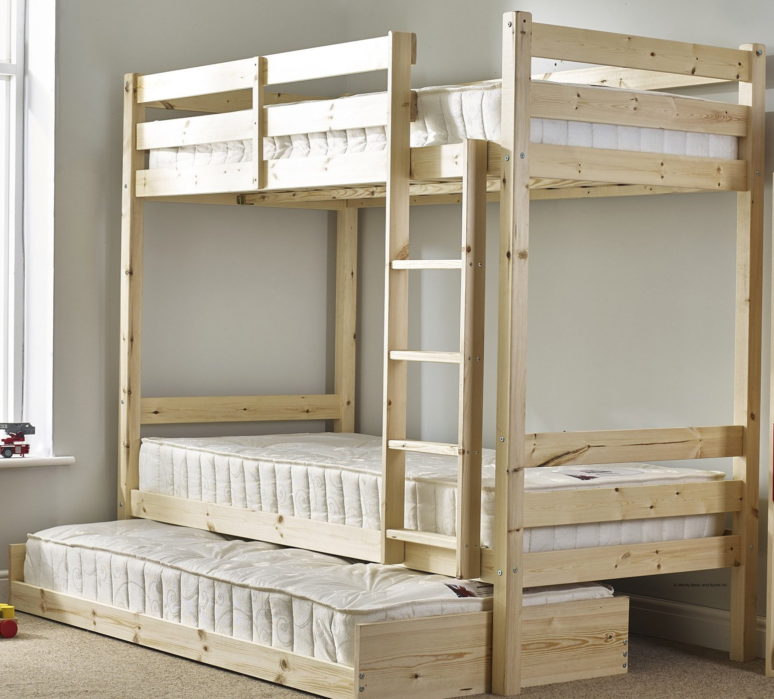 Harriet Bee Single (3') Solid Wood Triple Sleeper Bunk Bed with Trundle