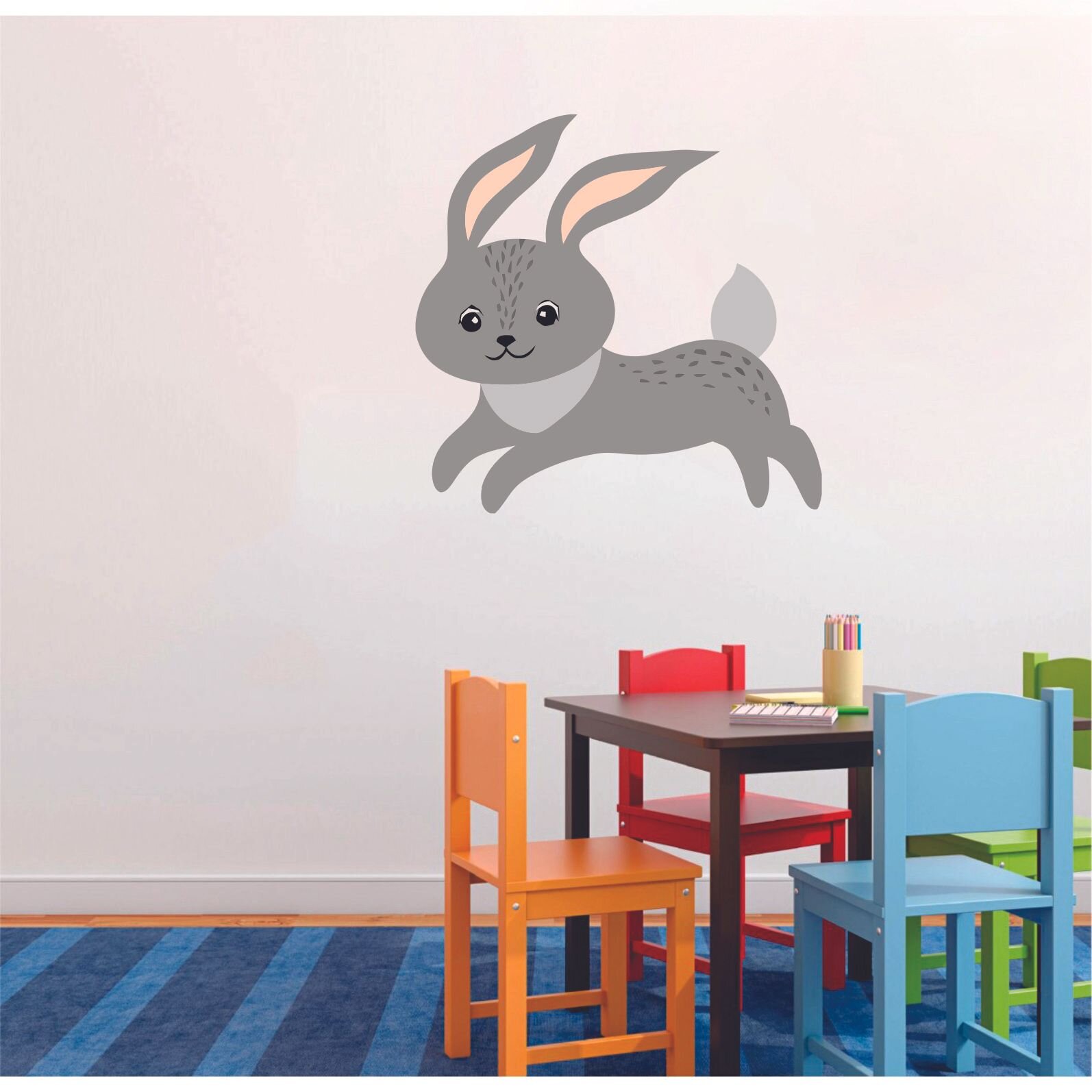 Zoomie Kids Running Rabbit Cute Cartoon Wall Decal | Wayfair