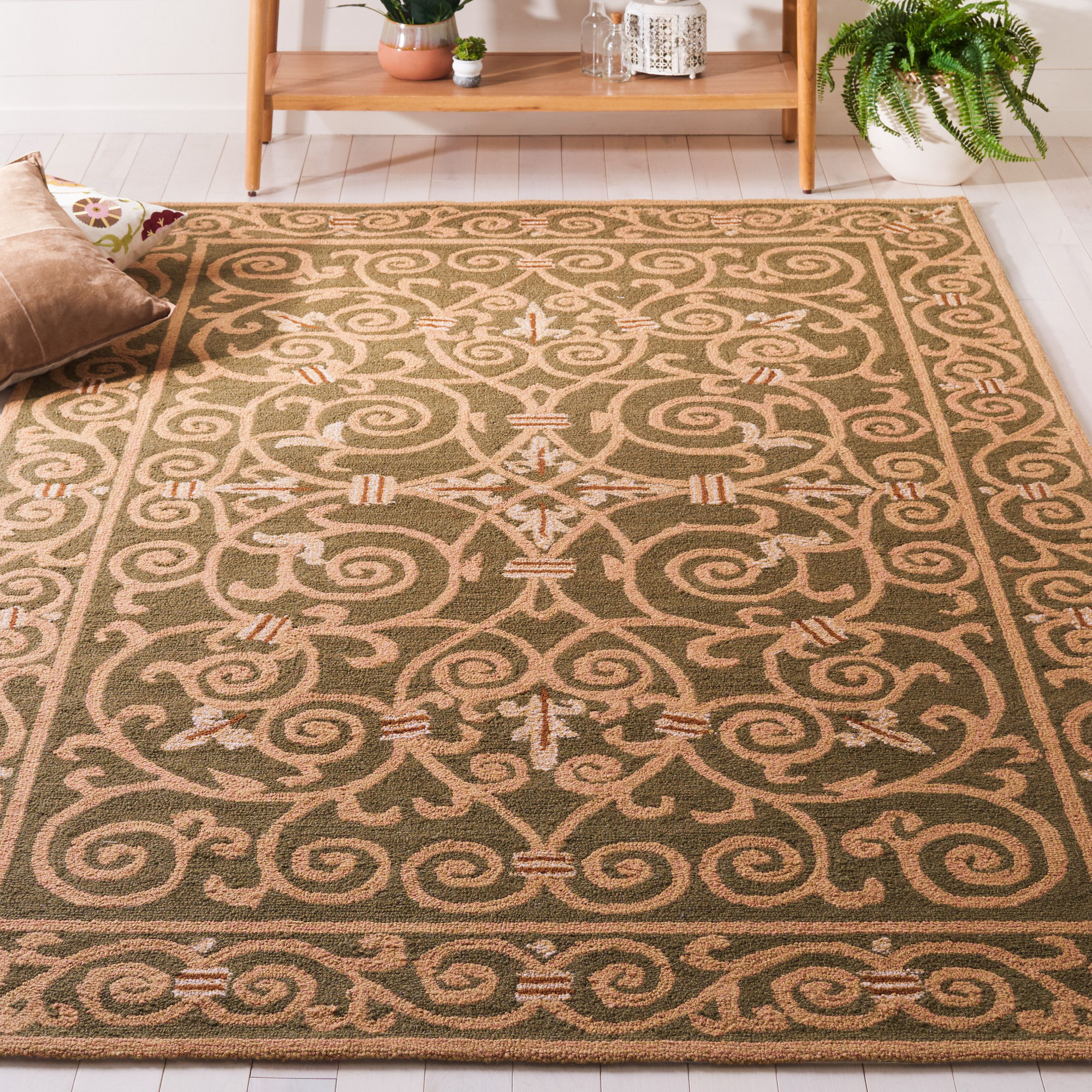 Fleur De Lis Living Brayton Handmade Looped/Hooked Wool Light Green Rug & Reviews Wayfair