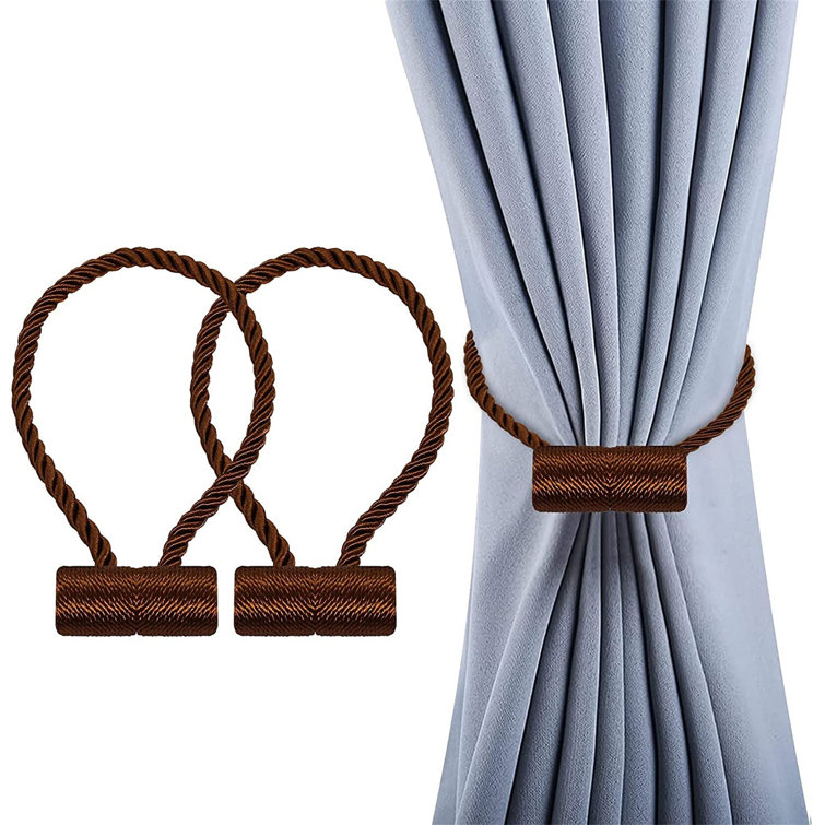 2PCS Magnetic Curtain Hooks Rope Buckle Tie Backs Holdbacks Home Decor 