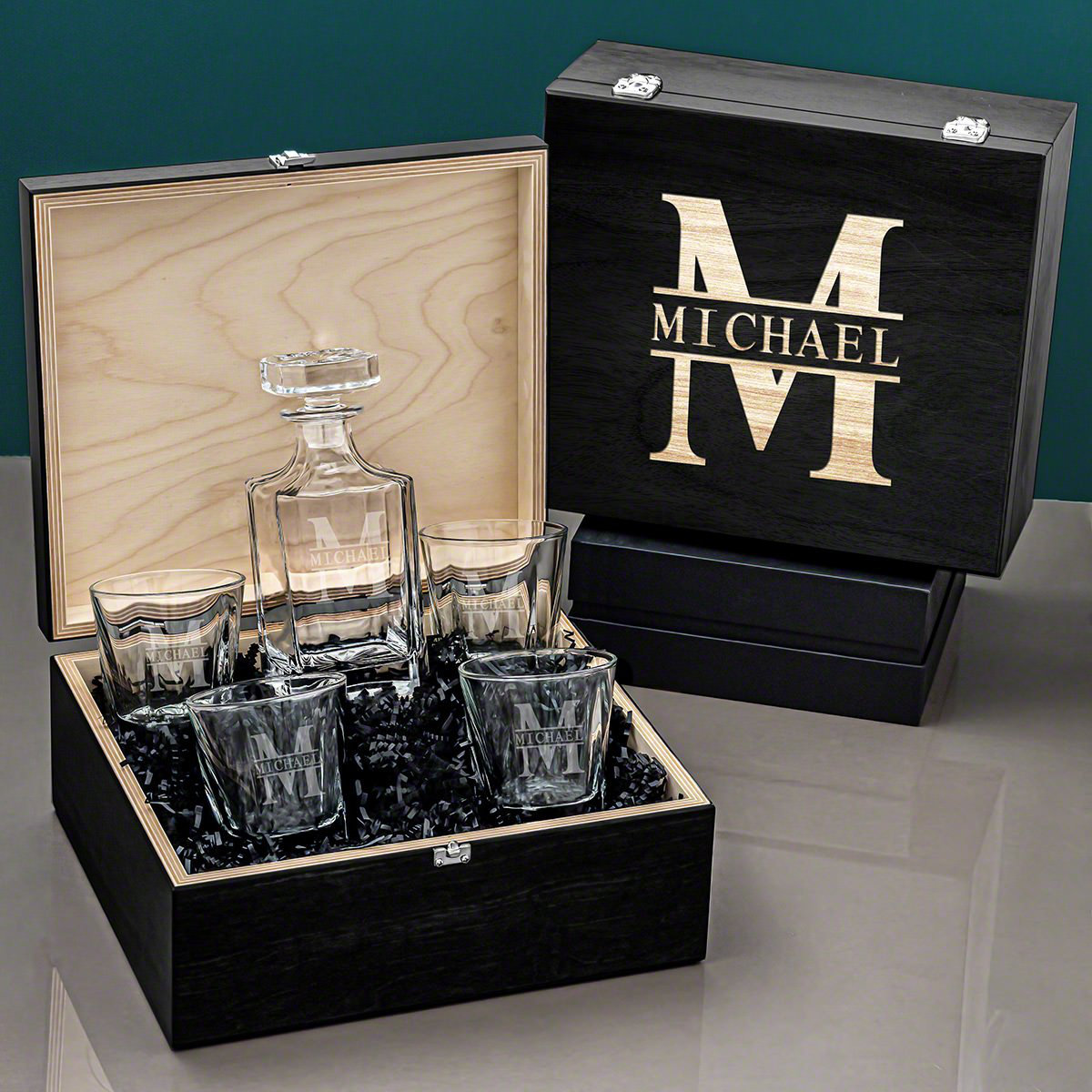 Home Wet Bar Oakmont Custom Colchester Whisky Box Set - Ebony Box | Wayfair