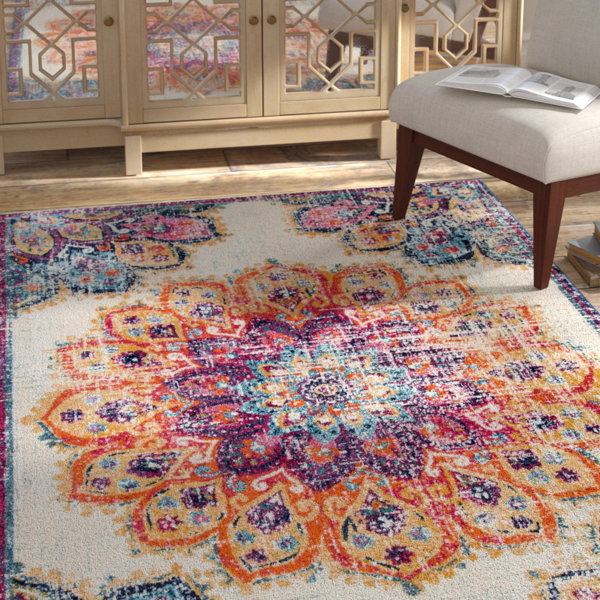 Bungalow Rose Lavery Performance Red/Yellow Rug & Reviews | Wayfair