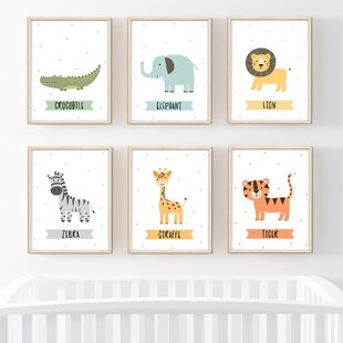 ANIMALS COUNT bedroom nursery baby WALL BORDER strips with name printed wall art 
