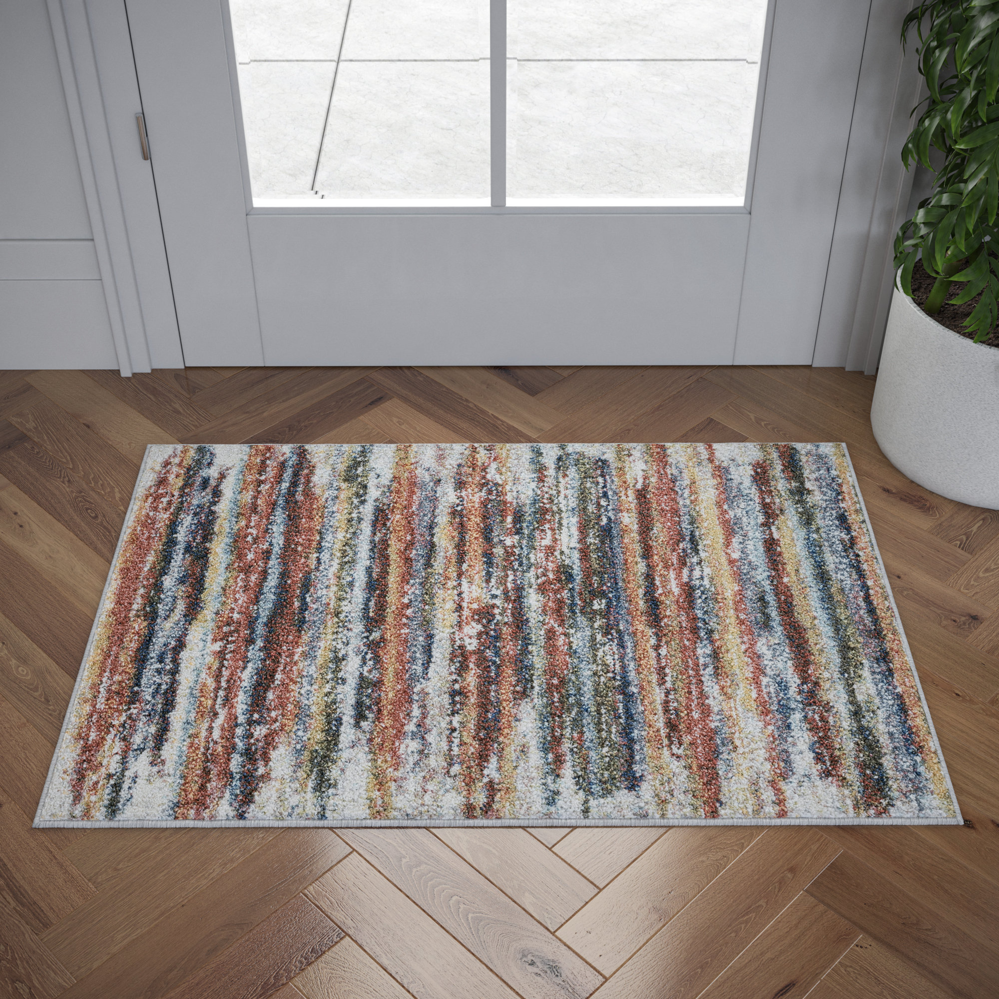 17 Stories Dancy Striped Brown/Blue Area Rug & Reviews | Wayfair