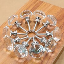 12set Crystal Glass Cabinet Vintage Knobs 30mm Dresser Handle Kitchen Door Pulls 