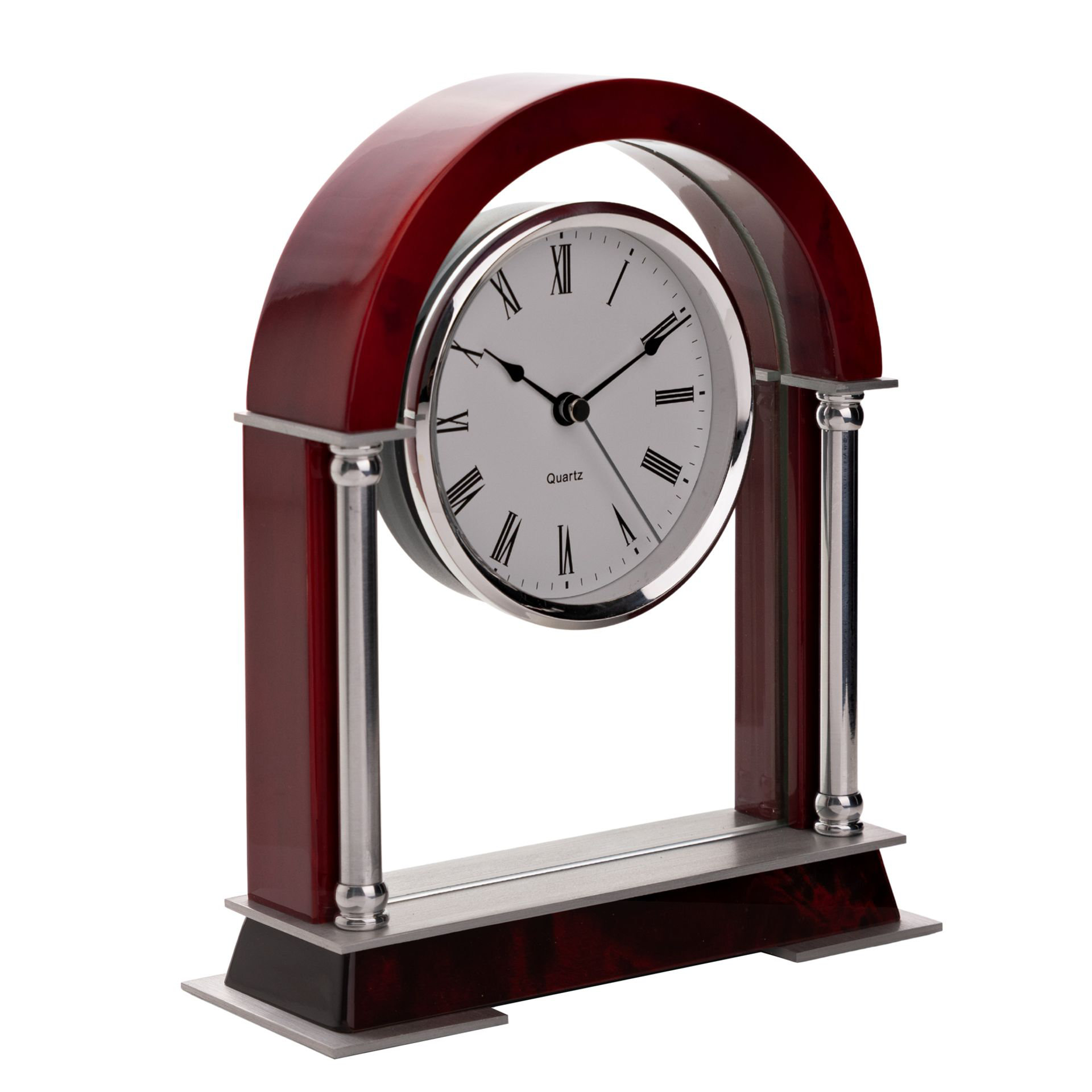 Borough Wharf Wm.Widdop Arch Shaped Wood & Glass Mantel Clock Wayfair