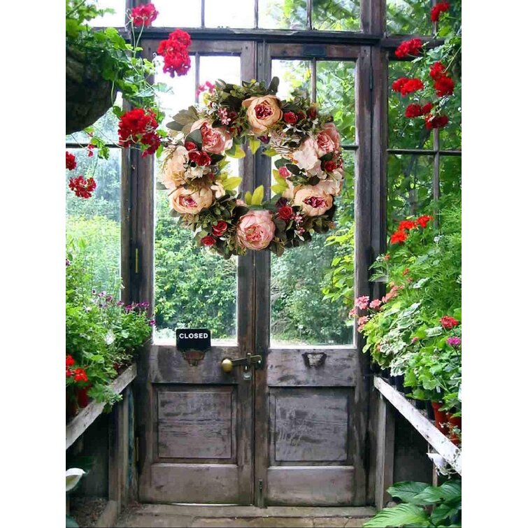 Artificial Flower Wreath Door Wall Hanging Peony Garland Wedding Home Decor 