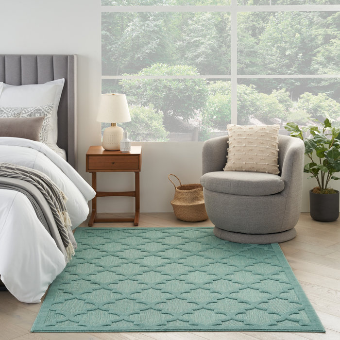 Lark Manor Adianey Red Barrel Studio Easy Care Trellis Aqua/Teal Blue ...