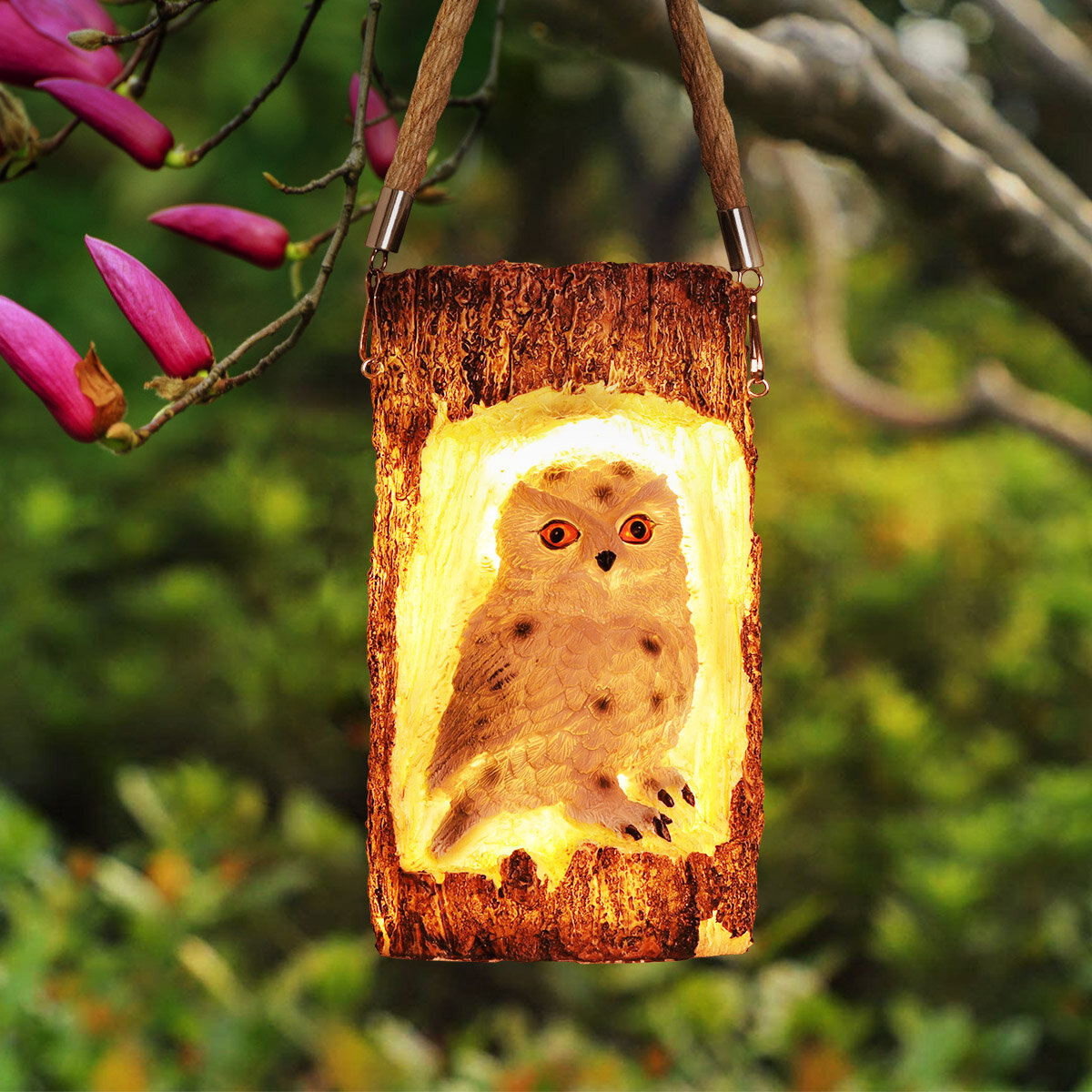 Unique Backyard Decor w/ Rechargeable Battery Solar Powered LED Owl Light 