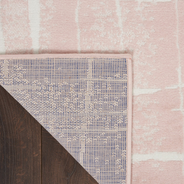 Wrought Studio Cohassey Performance Pink/White Rug & Reviews | Wayfair