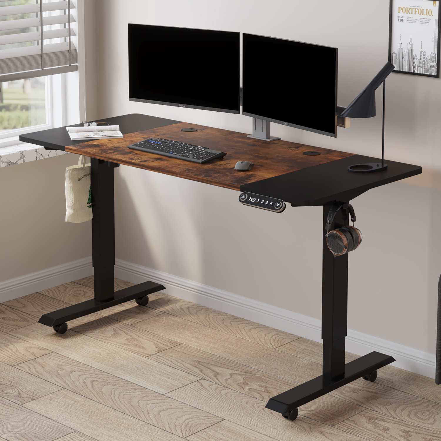 Inbox Zero Mobile Electric Standing Desk Height Adjustable,Inbox Zero