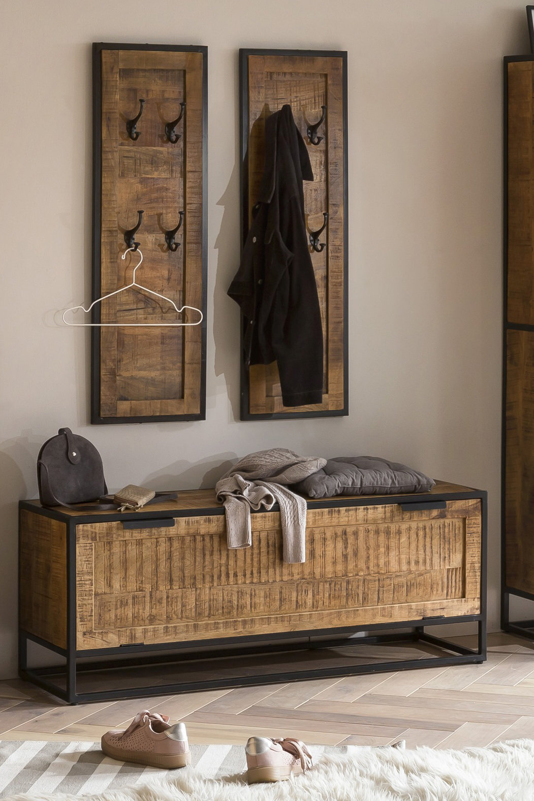 Alpen Home Jolley Mango Solid Wood Hall Tree with Shoe Storage