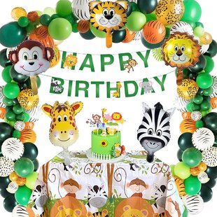6 Inflatable Zoo Jungle Animal Set Birthday Decorations Party Luau Monkey Lion 
