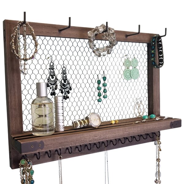 Hooks Hanger Rack Holder Wall-Mount Key Jewelry Organizer Storage Shelf H 