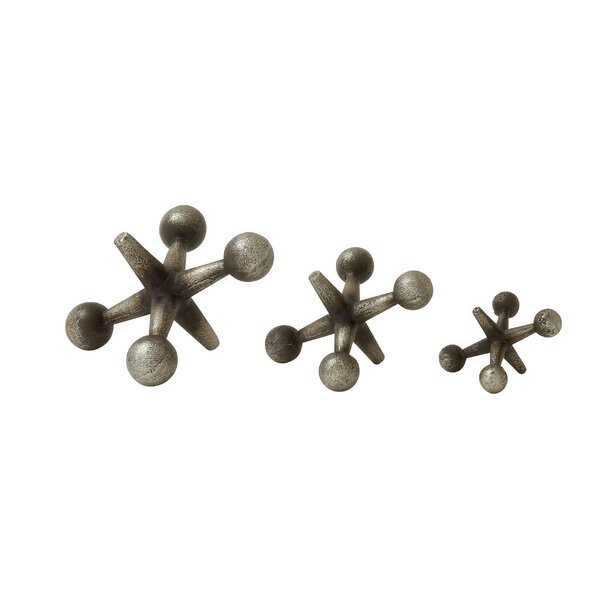 Set of 3 Schylling Metal Jacks and Rubber Ball bundled by Maven Gifts 