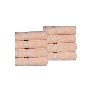 STRIPED BRIGHT 100% COMBED COTTON SOFT ABSORBANT PEACH PINK HAND TOWEL 