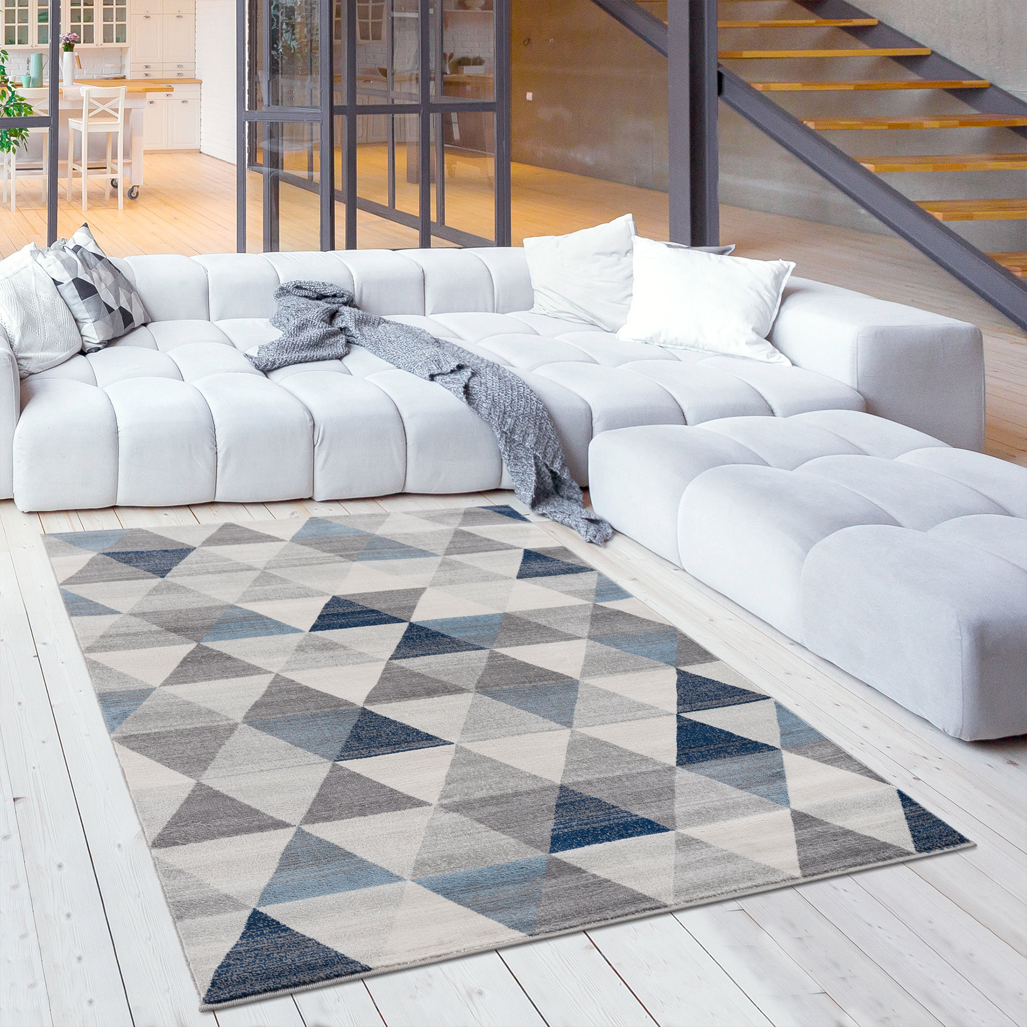 Wade Logan® Chapeno Power Loom Performance Navy/Ivory Rug & Reviews |  Wayfair