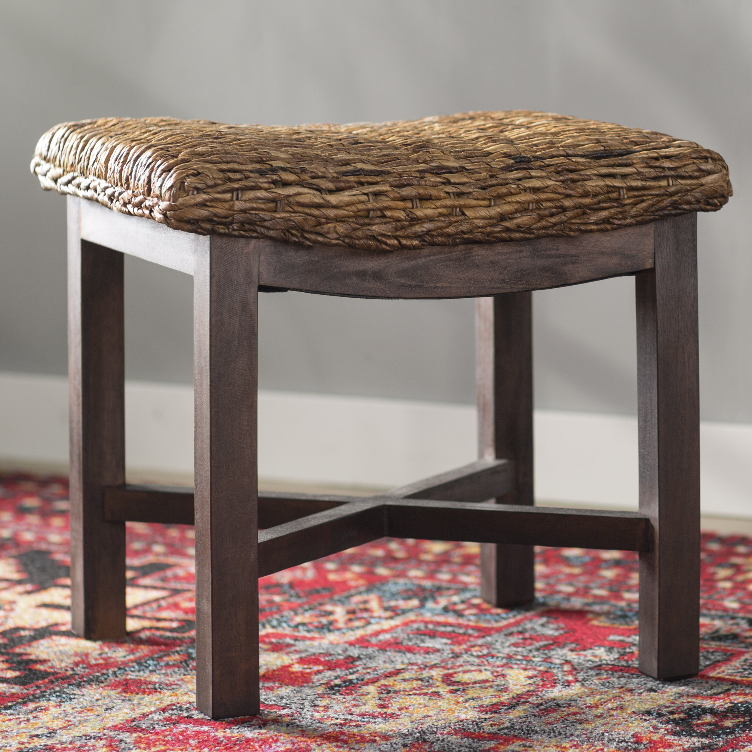 Highland Dunes Adrianna 18'' Tall Solid Wood Accent Stool & Reviews Wayfair
