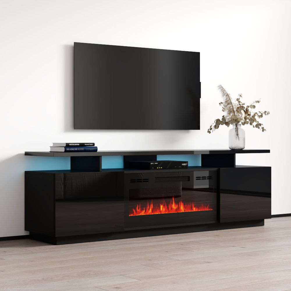 Orren Ellis Burkard TV Stand for TVs up to 78" with Fireplace Included & Reviews Wayfair Canada