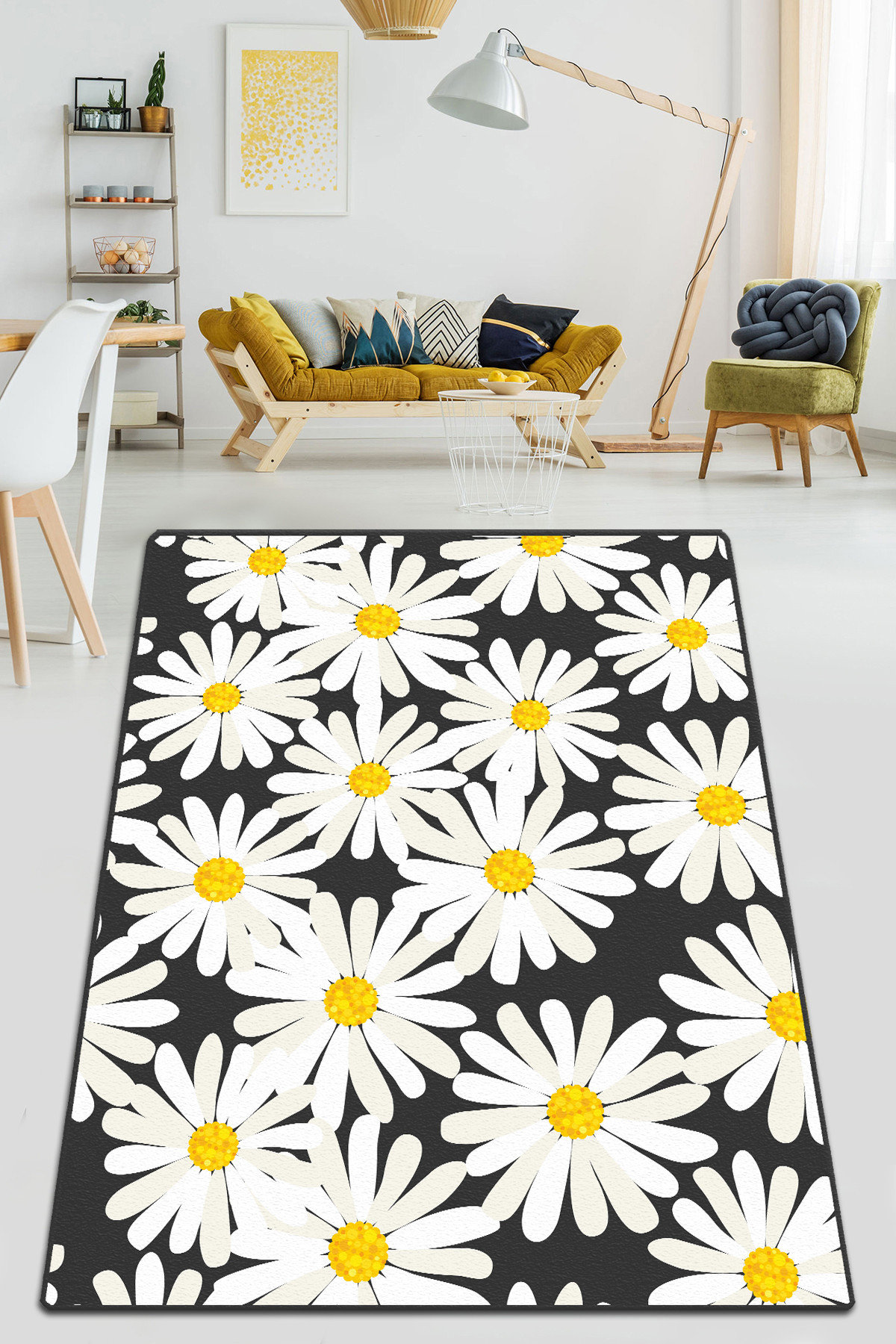 Bless international Black/White/Yellow Rug Wayfair