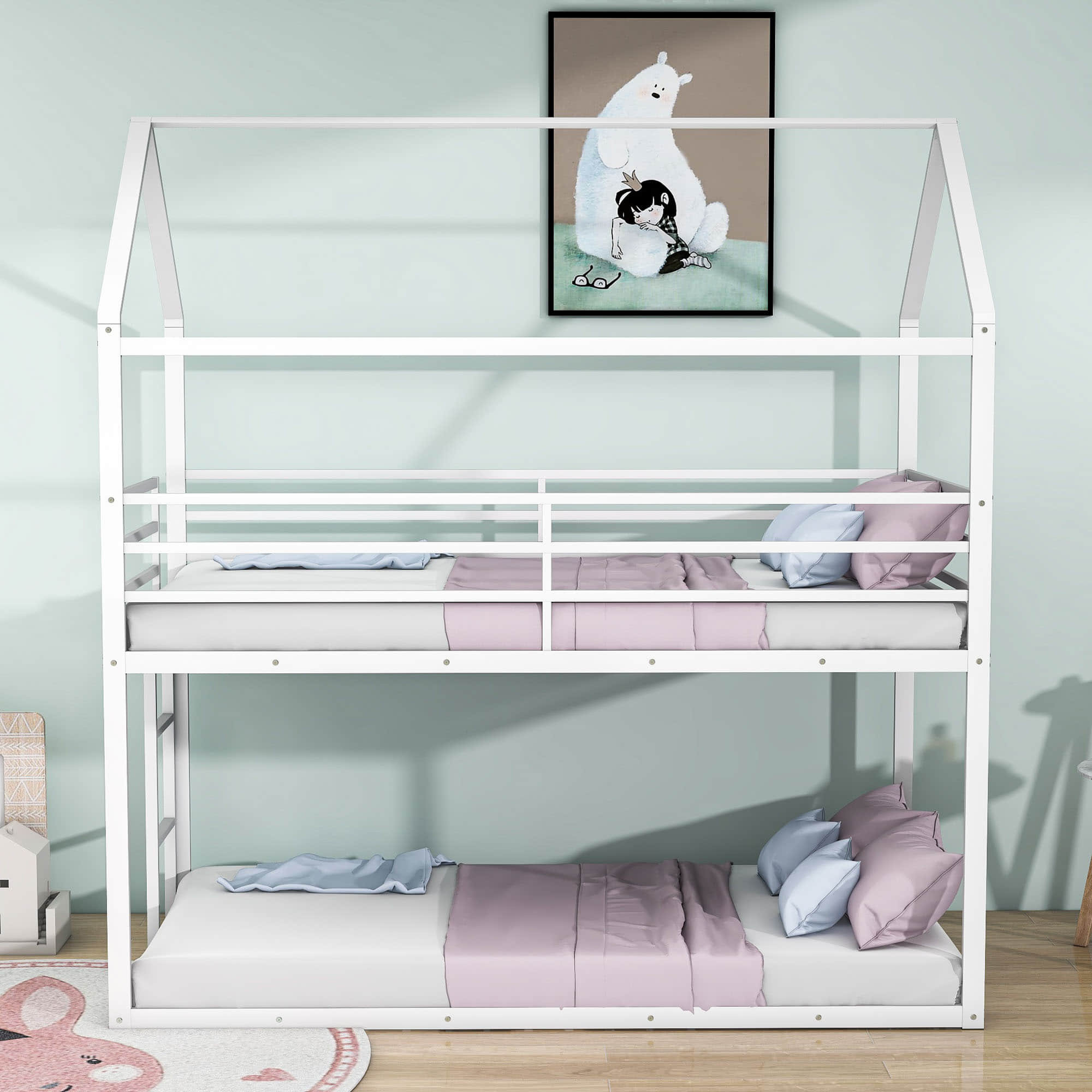 YUNMA Twin Over Twin Metal House Bunk Bed by YUNMA Wayfair