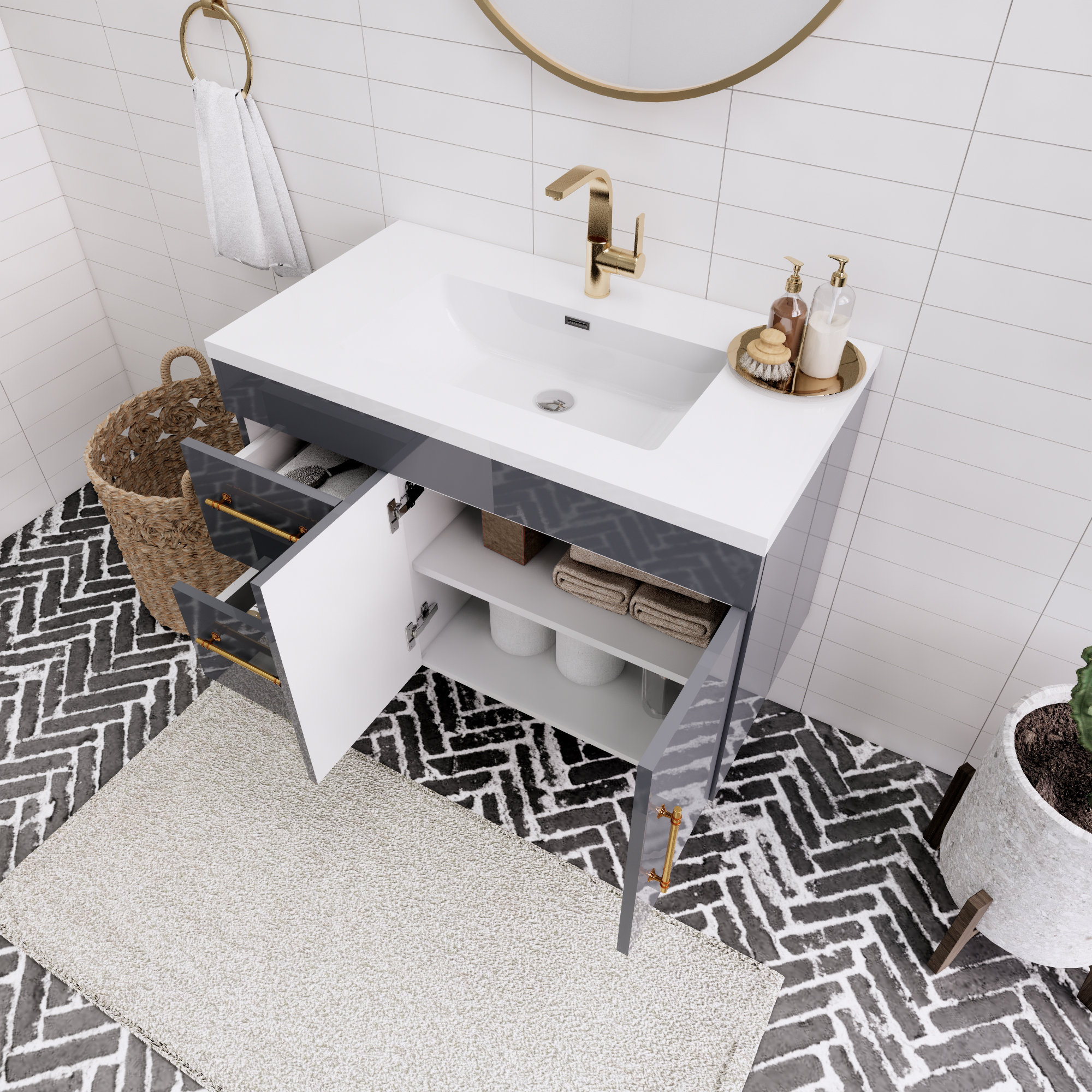 Latitude Run® Spring 36'' Wall Mounted Single Bathroom Vanity with