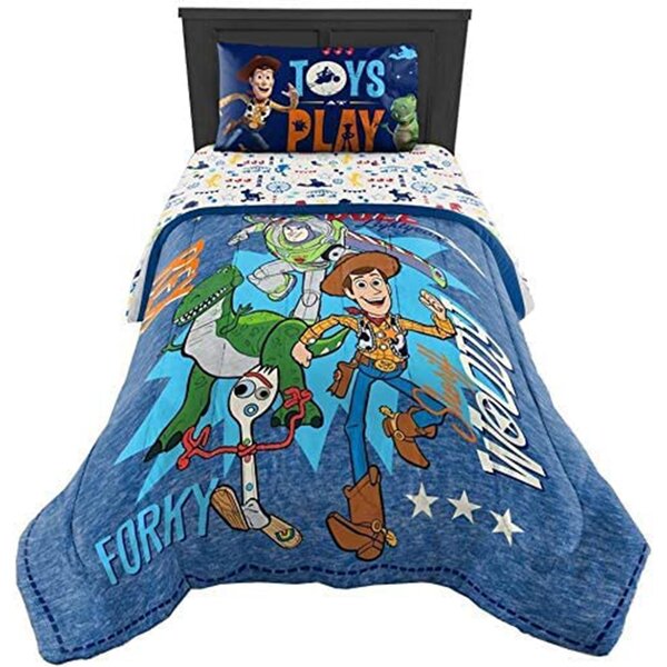 Buzz & Forky Boys Kids Twin Comforter & Sheets Woody 5 Pc Disney Toy Story 4 
