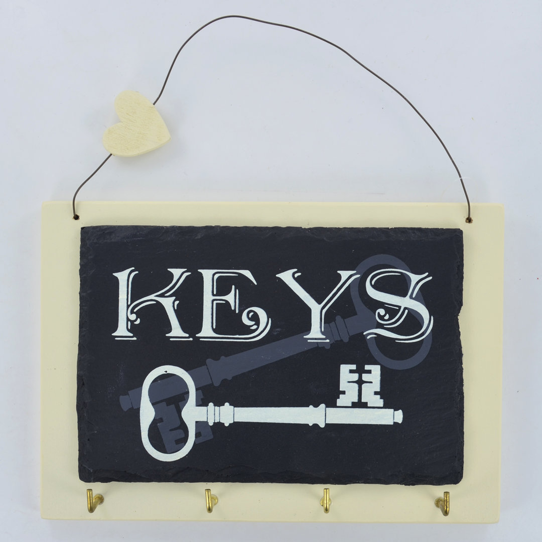 Happy Larry Schlüsselbrett in Cremeweiß und Schwarz