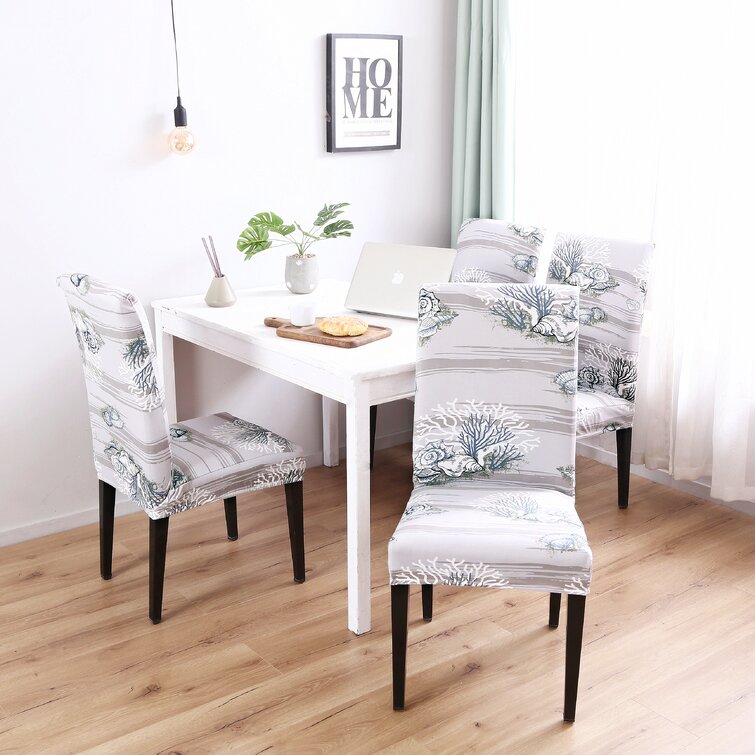 Dining Chair Cover Delicate Printed Soft Home Chair Stretch Slipcover Removable 