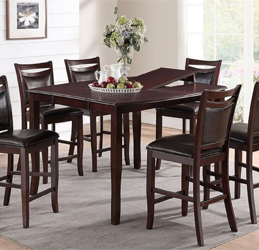 Lark Manor Alhanouf Counter Height Butterfly Leaf Solid Wood Dining Table Wayfair 5835