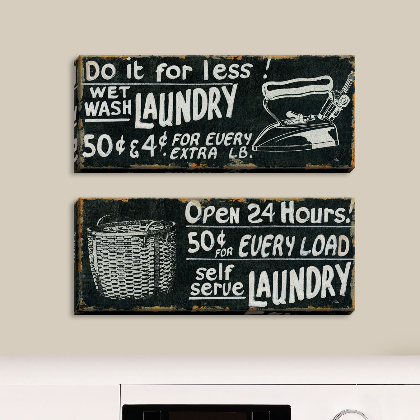 antique laundry signs