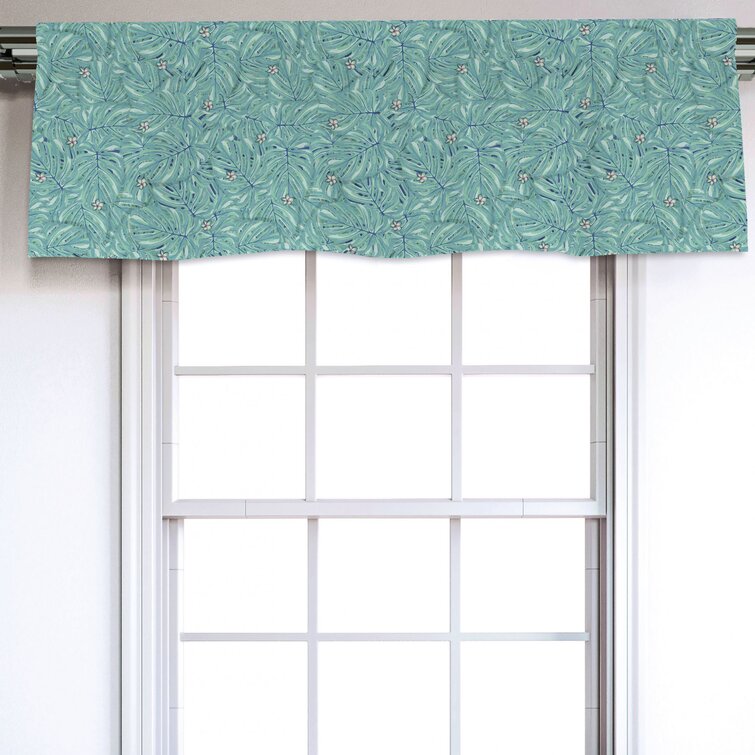 Valance Gray with Teal Turquoise and White Window Topper Curtain Decorator Fabric 