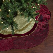 Poinsettia Tree Skirt Red Velvet & Satin~Trim a Home~NWT's Retails $24.99 