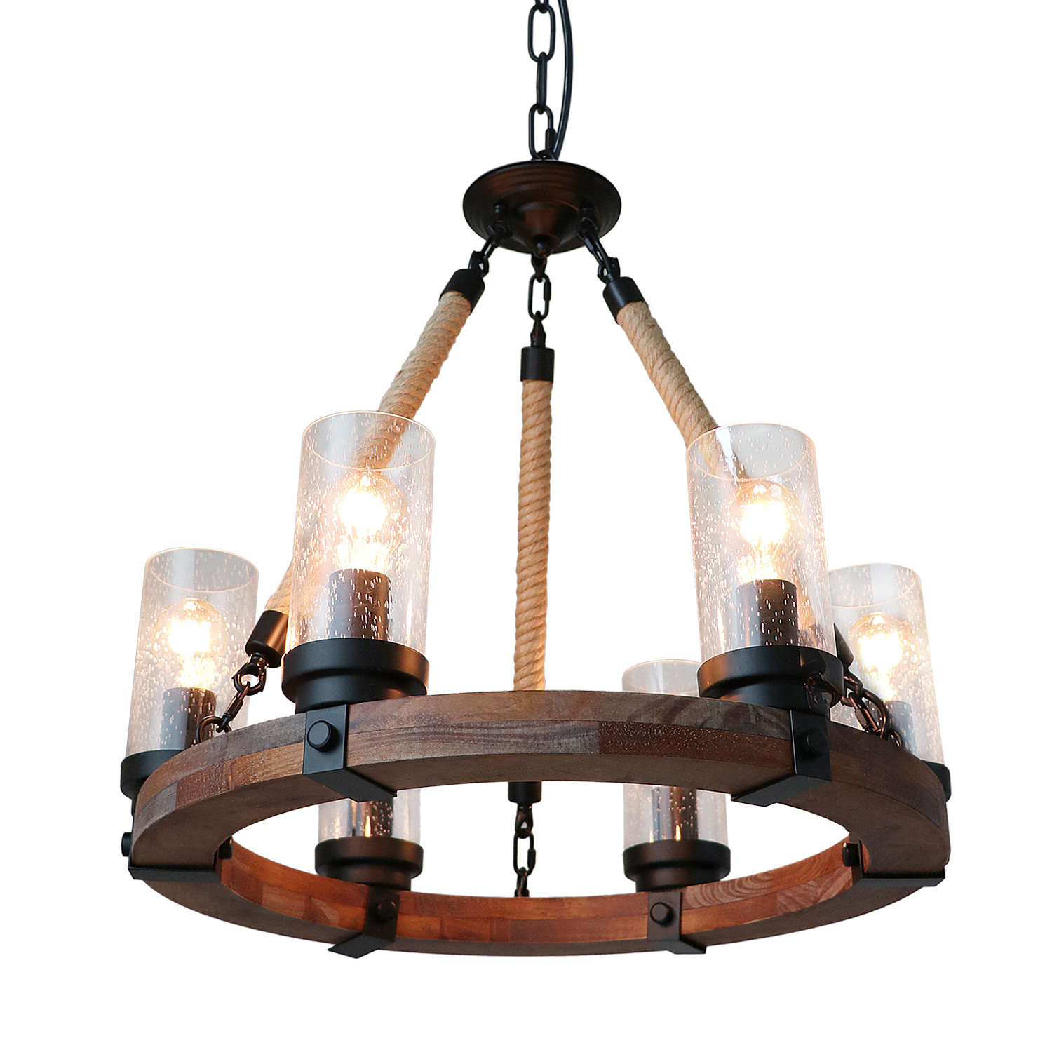 Breakwater Bay Zora Dimmable Wagon Wheel Chandelier | Wayfair
