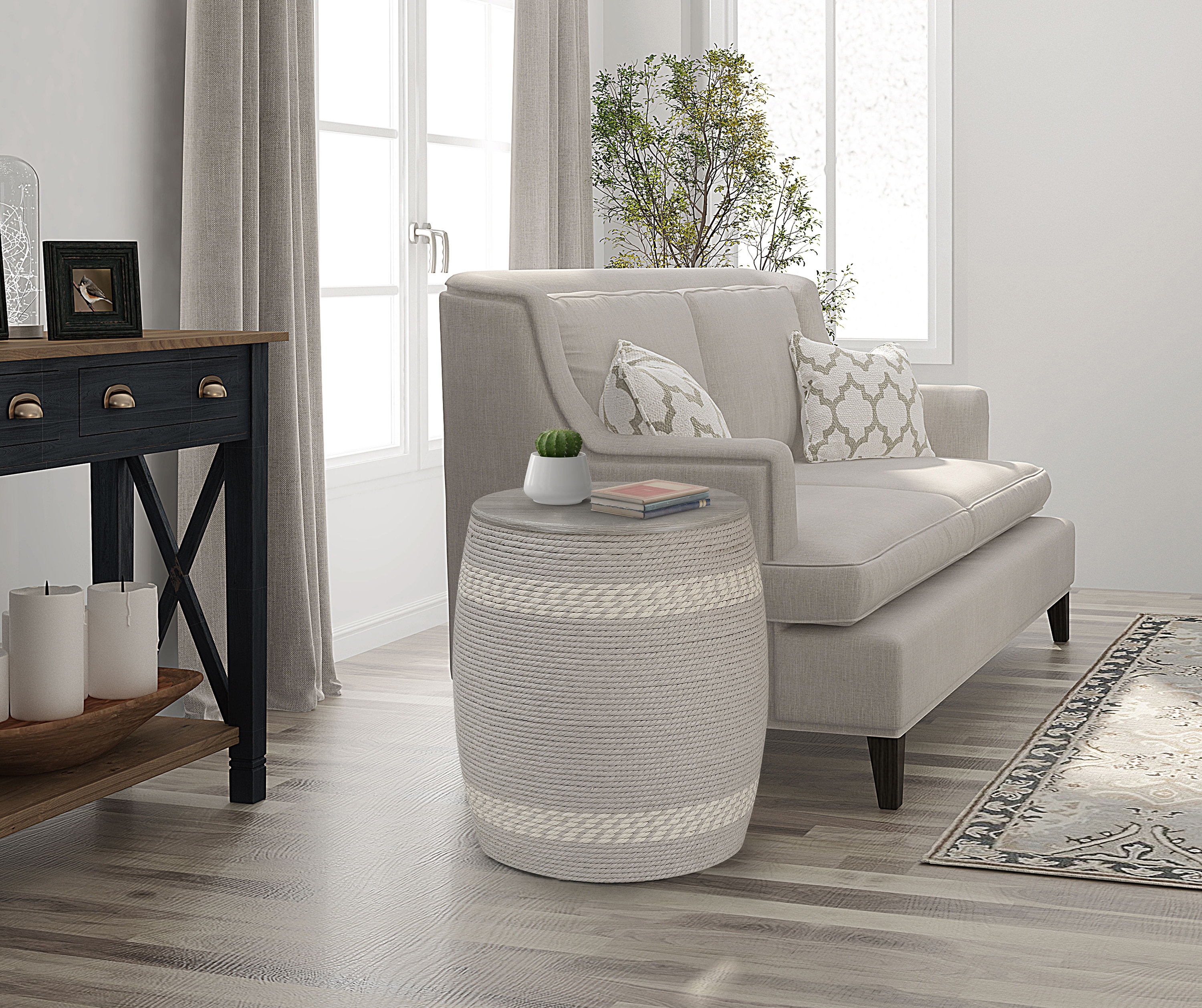 Bayou Breeze Adalius 20'' Tall Drum End Table Wayfair