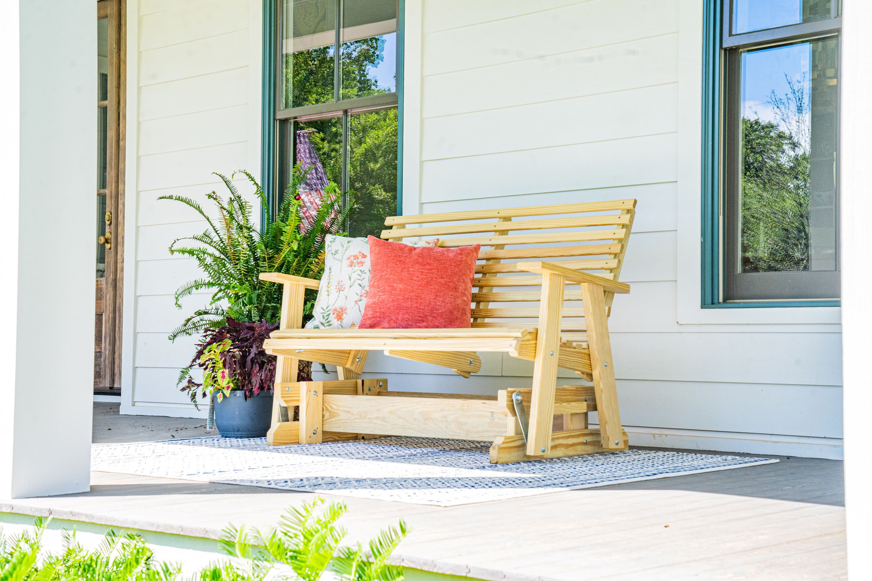 Dovecove Outdoor Cranford Gliding Solid Wood Bench & Reviews | Wayfair