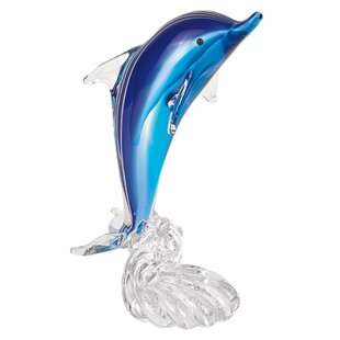 Glass Dolphin with Color Inside.Paperweight Cute  Multi-Colored figurines.Decor 