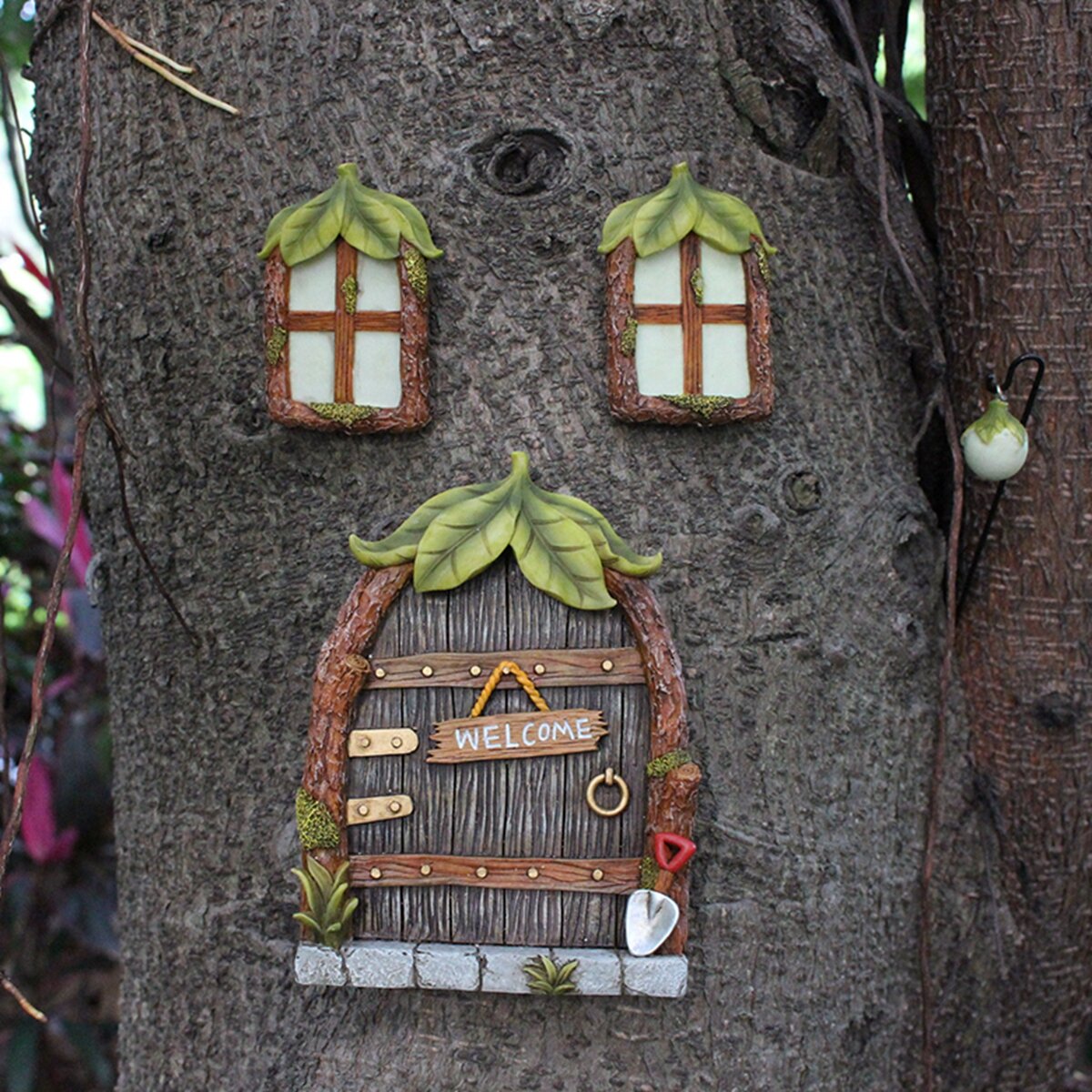 Fairy Garden Gnome Door and Window Set Tree Yard Decor NEW 