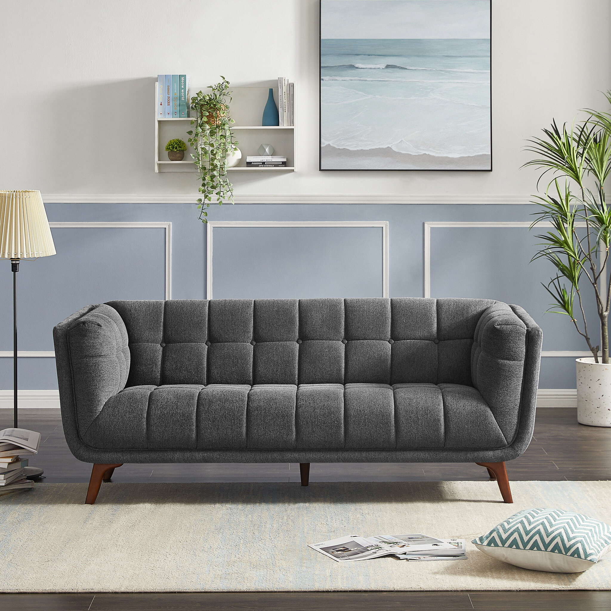 Onschuldig grind Struikelen Corrigan Studio® Bustamante 78" Modern Chesterfield Tufted Fabric Living  Room Tuxedo Arm Sofa & Reviews | Wayfair
