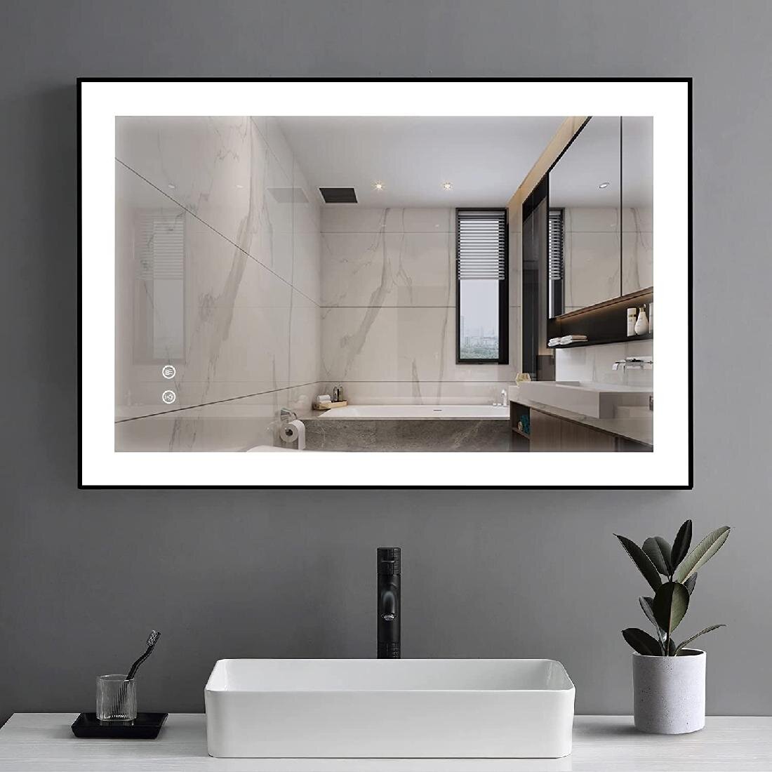 Black Bathroom Vanity Light Fixtures 24 Inches Modern Aluminum LED Wall Lights 