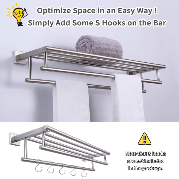 Towel Rail Holder Storage Rack Shelf Brushed Nickel Bathroom Accessory Sets 