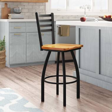L004-25 Black Wrinkle Villanova Stationary Counter Stool with Ladder Style Back by The Holland Bar Stool Co 
