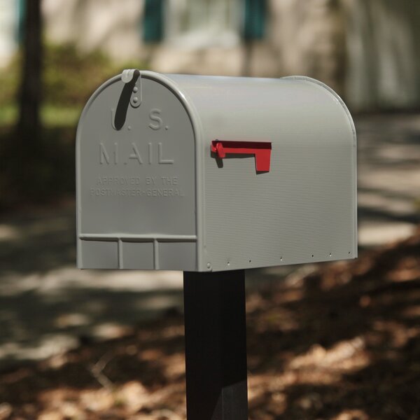 GIBRALTAR Grey Mailbox Standard Size Steel Ribbed Post-Mount Post Box Rural 
