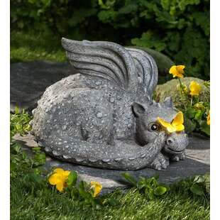 Baby Dragon Lovers Garden Statue Faux Stone Resin Finish 10"H Outdoor Indoor 