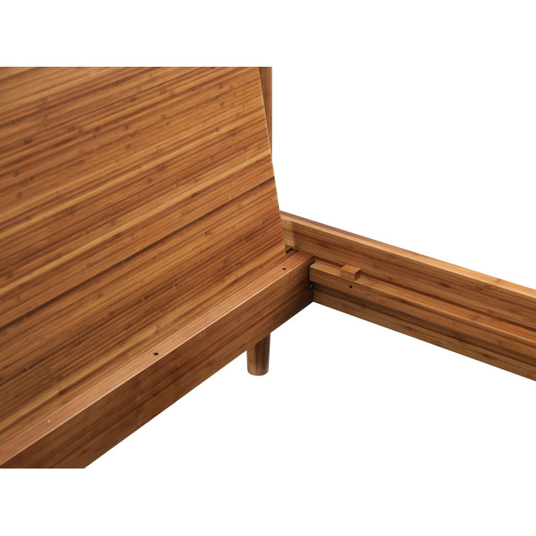 Benji Amber Queen Platform Bed with Upholstered Headboard in Bamboo