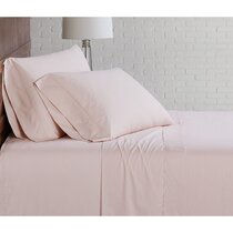 TU Fitted Sheet SINGLE Non-Iron Percale Light Pink 90cm x 190cm Cotton Polyester 