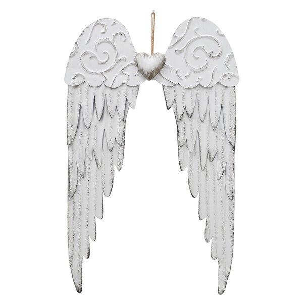Pair Antique grey angel wings wall art cherub display home decor decorative gift 