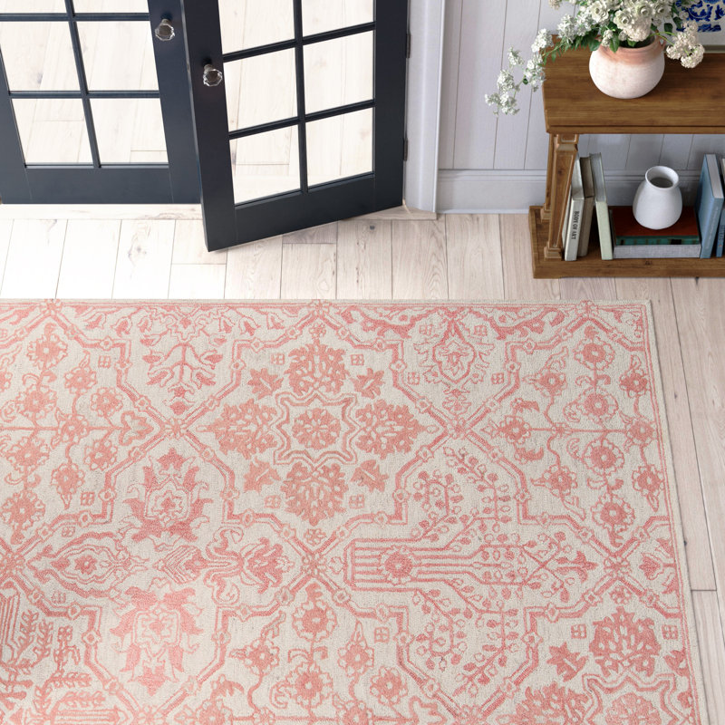 Birch Lane™ Cece Handmade Wool Pink/Ivory Rug & Reviews | Wayfair