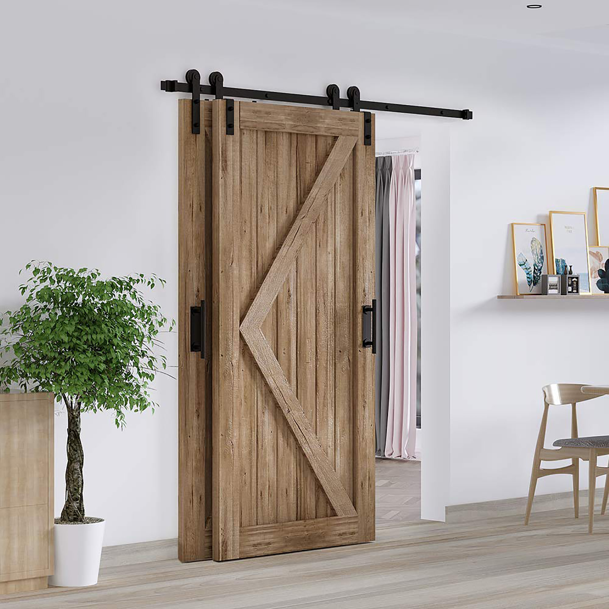 HERACLES Single Bypass Double Door Barn Door Hardware Kit Wayfair