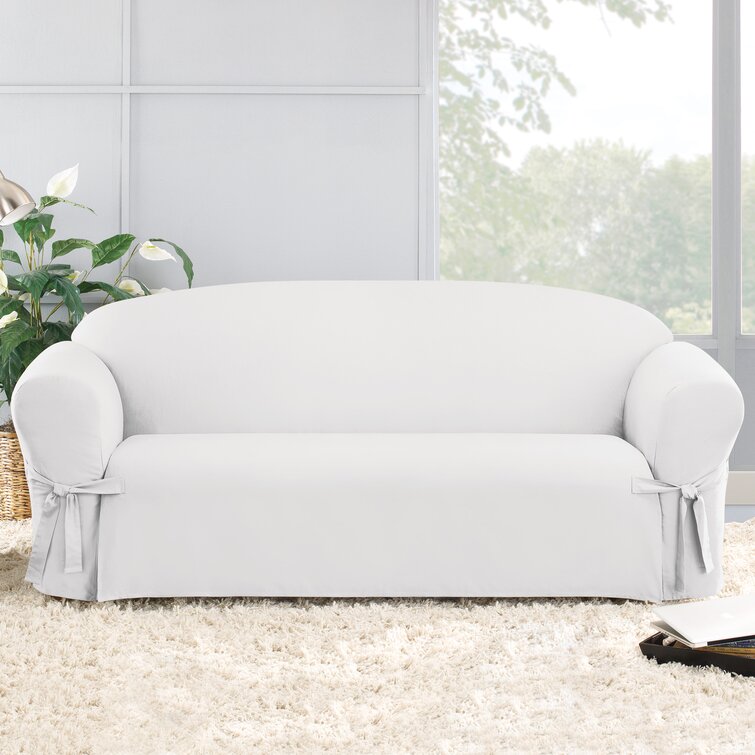 NEW Sure Fit slipcover Sofa size  box cushion Sail cloth Supreme color natural 